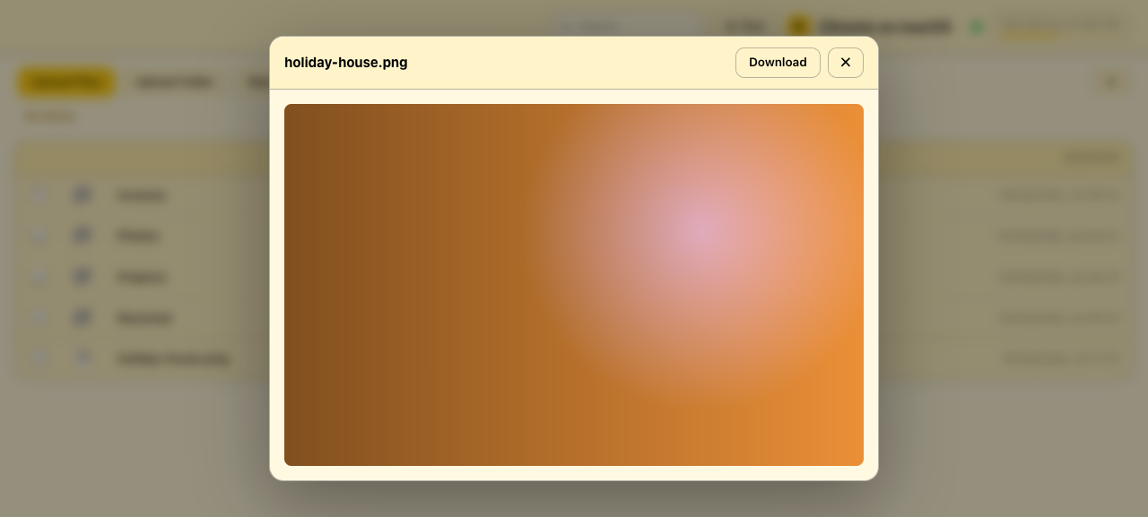 Air Drive web client with the image preview open